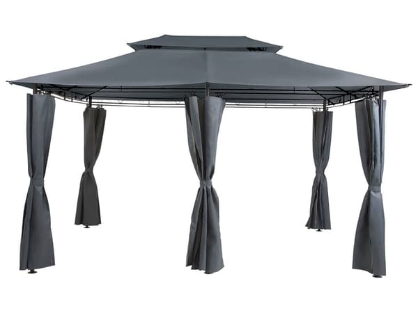 Havepavillon Mørkegrå 300 x 400 cm med Gardiner Stålramme