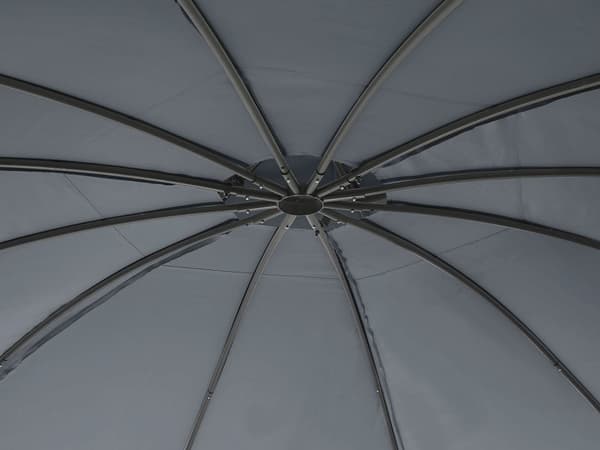Pavillion Mørkegrå Polyester Stålramme ø 360 cm Rund Havepavillon med Gardiner til Terrasse Udendørs Festtelt Vandtæt Design