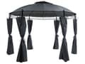 Miniatyrbillede 1 af 9: Pavillion Mørkegrå Polyester Stålramme ø 360 cm Rund Havepavillon med Gardiner til Terrasse Udendørs Festtelt Vandtæt Design