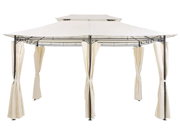 Havepavillon Beige 300 x 400 cm med Gardiner Stålramme