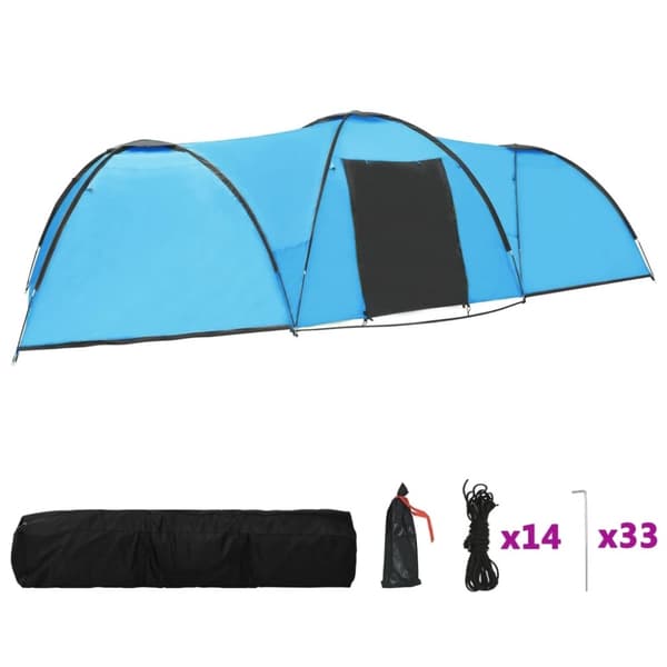 vidaXL Campingtelt igloformet 650x240x190 cm for 8 personer blå