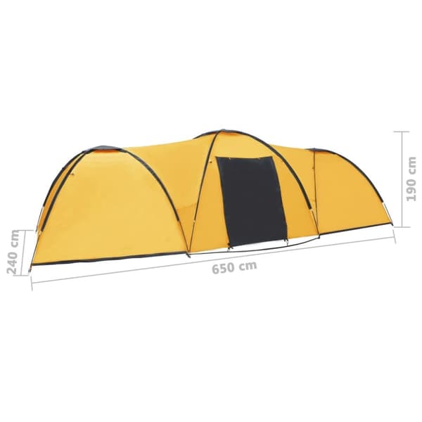 vidaXL Kupoltält 650x240x190 cm 8 personer gul
