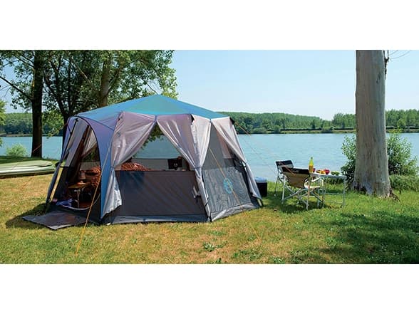 Coleman Cortes Octagon 8, Camping, Hard ramme, Dome/ Kuletelt, 8 person(er), Bakkdekke, Sort, Blå, Grå