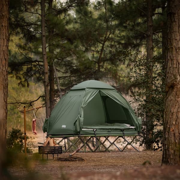 SoBuy,4-i-1 tält med sovsäck för campingstol, hopfällbar barnsäng och tillbehör,OGS32-L-GR