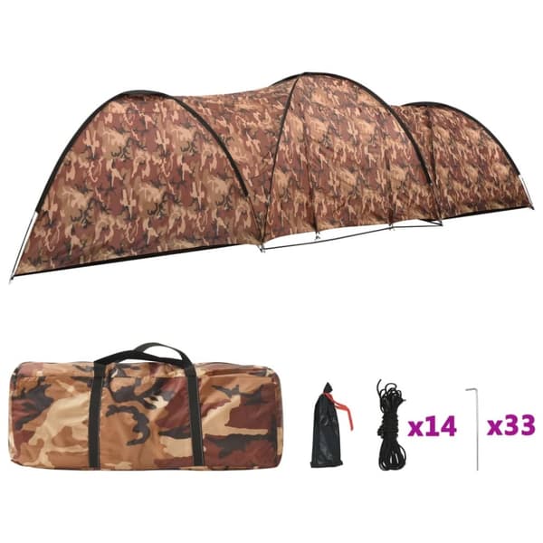 vidaXL iglotelt 650x240x190 cm 8 personer camouflagefarvet