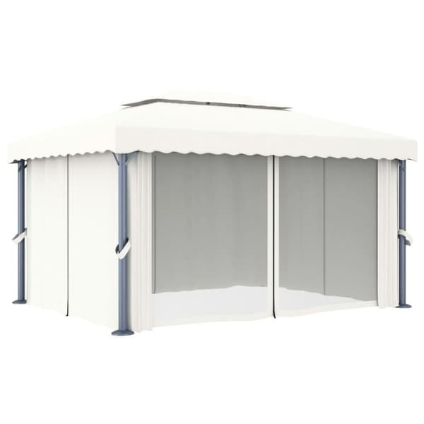 Medina paviljonki draper- ja kevyt silmukka Led 4x3 m kerma valkoinen