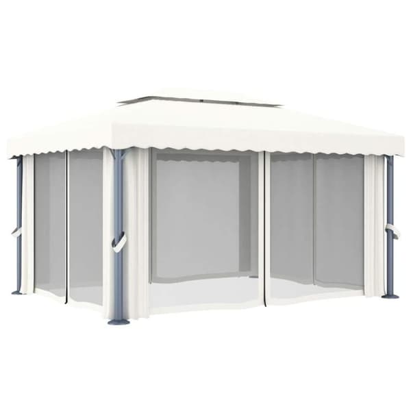 Medina paviljonki draper- ja kevyt silmukka Led 4x3 m kerma valkoinen