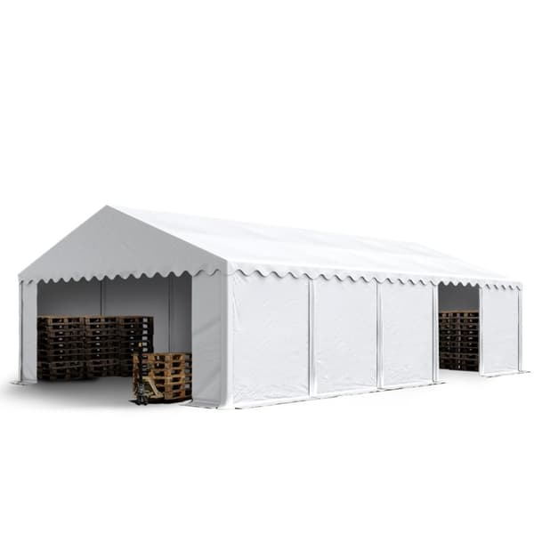 TOOLPORT Varastoteltta 5x10 m säilytysteltta PVC 700 N valkoinen vedenpitävä
