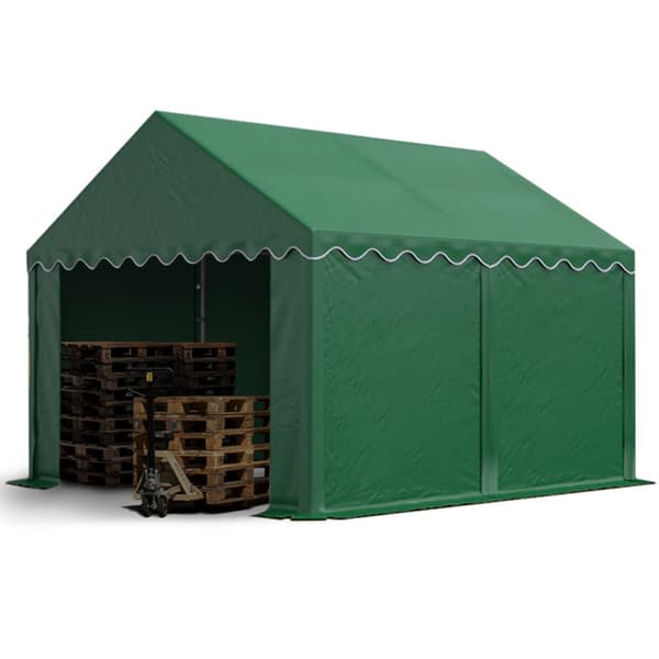 TOOLPORT Lagertält 3x4 m PVC 750 N mörkgrön vattentät förrådstält med bottenram