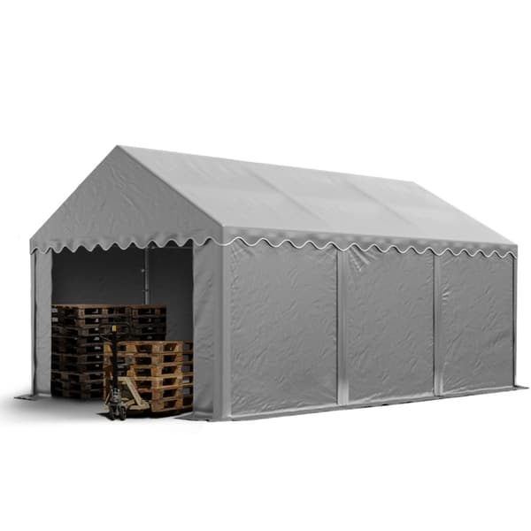 TOOLPORT Lagertält 3x6 m PVC 750 N grå vattentät förrådstält med bottenram