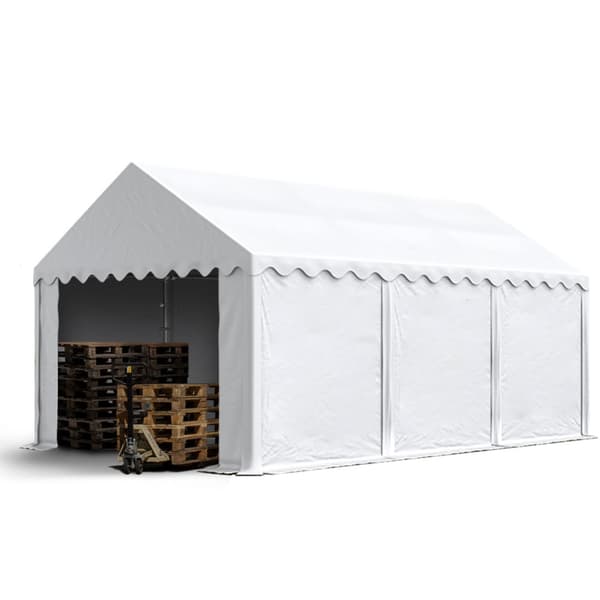 TOOLPORT Lagertelt 4x6 m opbevaringstelt PVC 750 N hvid vandtæt med bundramme