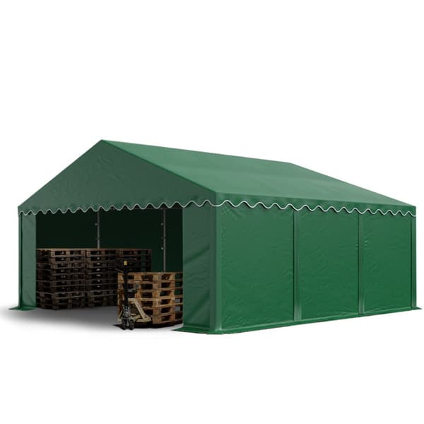 TOOLPORT Varastoteltta 5x6 m säilytysteltta PVC 750 N tummanvihreä maarungolla