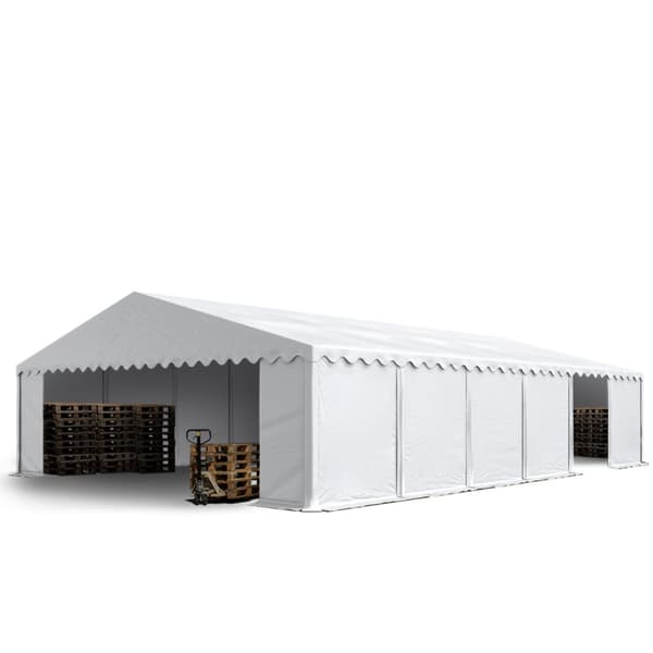 TOOLPORT Lagertelt 8x12 m opbevaringstelt PVC 750 N hvid vandtæt med bundramme