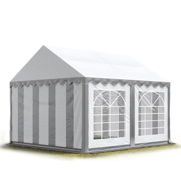 3x4 m Marquee juhlateltta kestävä PVC 700 N vedenpitävä pressu ympärivuotiseen käyttöön häätapahtuma harmaa-valkoinen