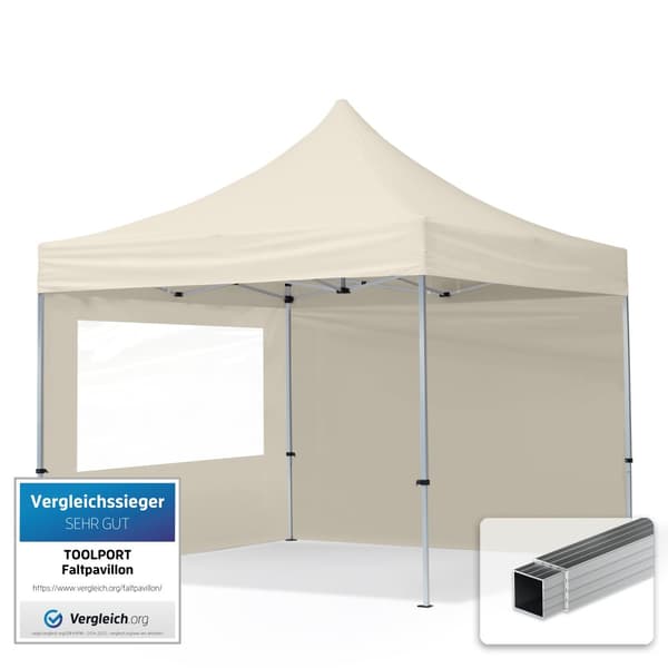 pop-up tält snabbtält 3x3 m - 2 sidodelar hopfällbart tält aluminium paviljong (certifierad) party lusthus röd tak