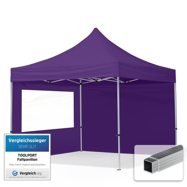 pop-up tält snabbtält 3x3 m - 2 sidodelar hopfällbart tält aluminium paviljong (certifierad) party lusthus lila tak