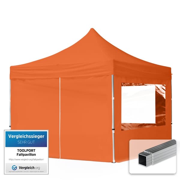 pop-up tält snabbtält 3x3 m - 4 sidodelar hopfällbart tält aluminium paviljong (certifierad) party lusthus orange tak