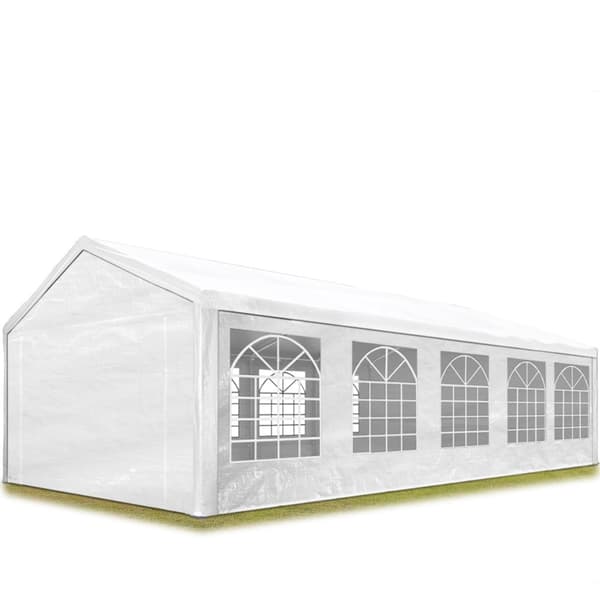 Markise-havetelt 4x10 m havepavillon PE 350 N presenning 100 % vandtæt hvid
