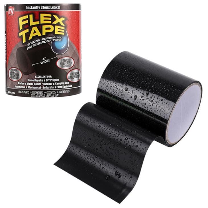 Vattentät Tejp / Flex Tape - Extra Stark - 10cm x 1.5m - Svart