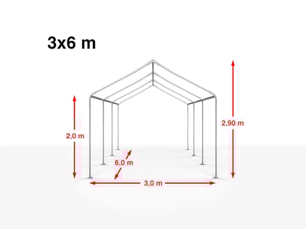 3x6 m partytält TOOLPORT marquee PE 350 N vit