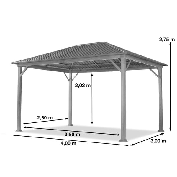 Trädgardspaviljong Forest Superior loftgrey, 3x4m i Ek-look