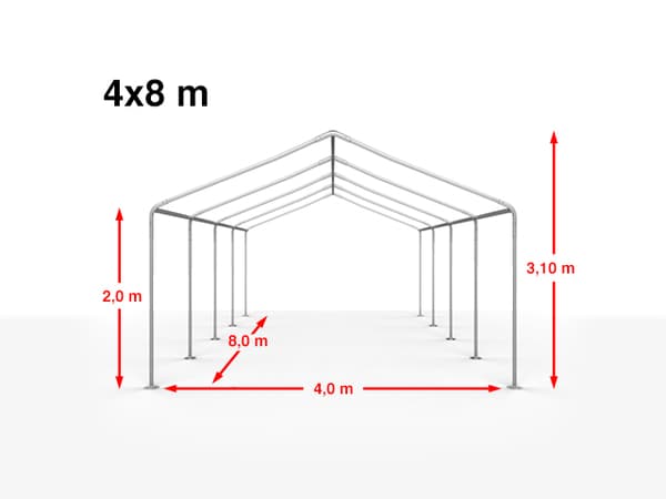 4x8 m partytält TOOLPORT marquee PE ca. 180 g/m² vit