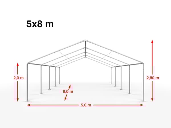 5x8 m partytält TOOLPORT marquee PE 350 N vit