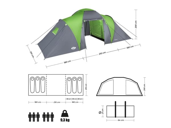 NILS CAMP HIGHLAND NC6031 6-personers campingtält