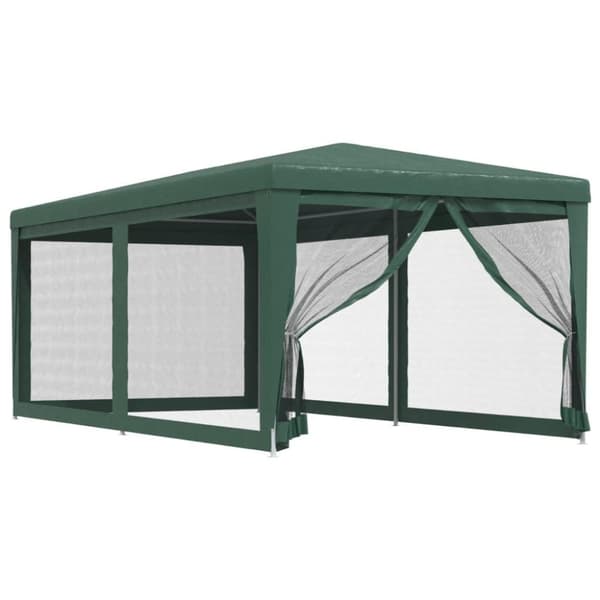 vidaXL Festtelt med 6 sidevegger av netting grønn 3x6 m HDPE
