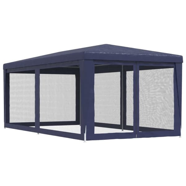 vidaXL Festtelt med 6 sidevegger av netting blå 3x6 m HDPE