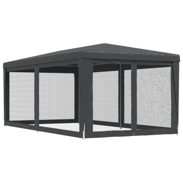 vidaXL Festtelt med 6 sidevegger av netting antrasitt 3x6 m HDPE