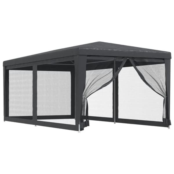 vidaXL Festtelt med 6 sidevegger av netting antrasitt 3x6 m HDPE