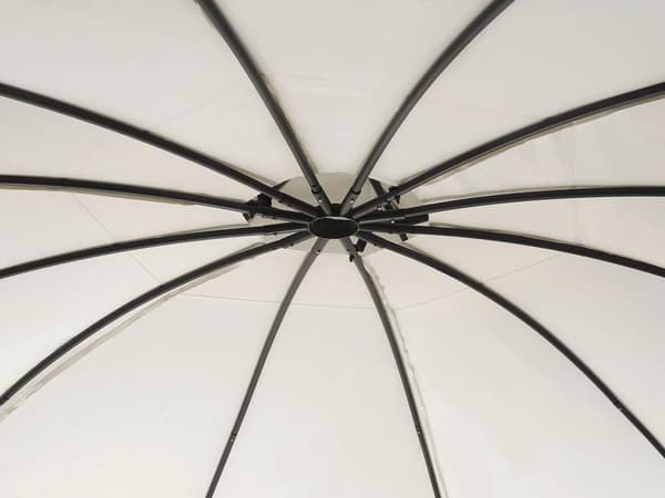 Lysthus Beige stoff Svart stålramme Rund 368 cm Gardiner Hage