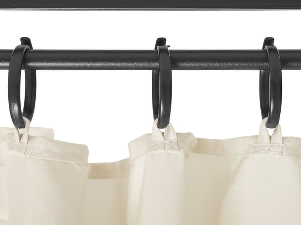 Lysthus Beige stoff Svart stålramme Rund 368 cm Gardiner Hage