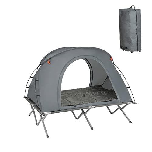 Rootz 1 Person Camping Bed Foldable Camping Tent with Bed, Mattress, Sleeping Bag and Carrying Bag