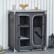 Rootz Campingskab Bærbar Køkkenkasse - Grå - Aluminium, Stof, Mdf - 37,79 cm x 19,48 cm x 40,94 cm