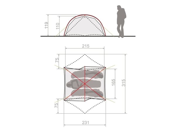 VAUDE Space Seamless 2-3, Telttailu, Kova runko, Kupoli-/igluteltta, 3 henkilö(t), Maakangas, Lime