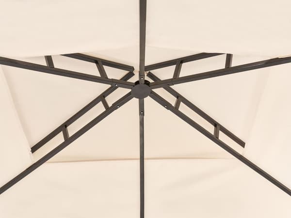 Paviljonki beige 240 x 245 x 148 cm teräs polyesteri hyllyt ripustuskoukut puutarhakatos moderni