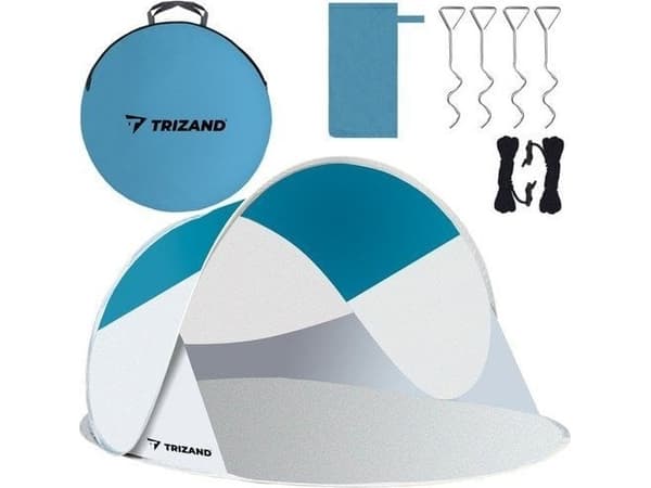 Trizand Beach telt 220x120x90cm - turkis - grå