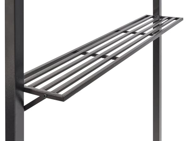 Havepavillon Mørkegrønt stof Sort Stål 240 x 148 cm Metalramme Baldakin med kroge og hylder Havepavillon