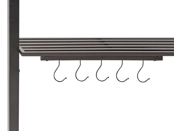 Havepavillon Mørkegrønt stof Sort Stål 240 x 148 cm Metalramme Baldakin med kroge og hylder Havepavillon