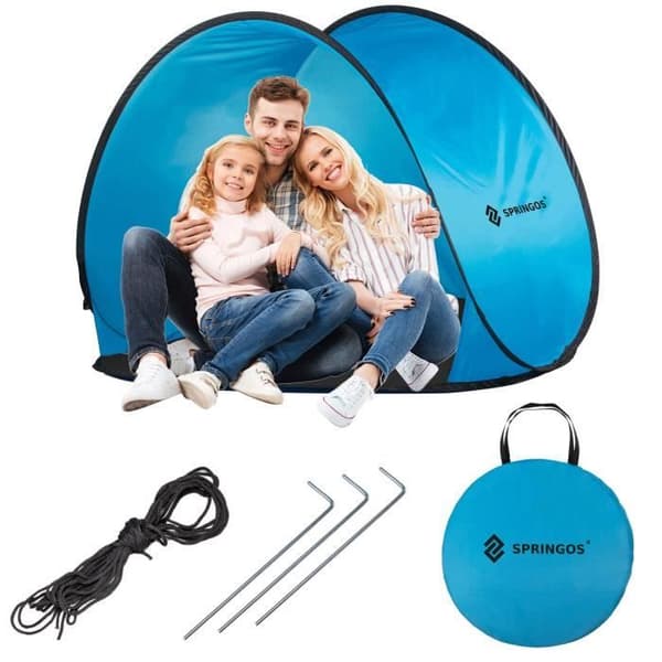 SPRINGOS® pop-up tält strand omklädningsrum strandtält med golv Baby Kids Kompakt och lätt, bärväska