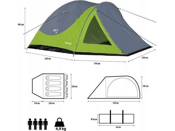 Nils Extreme NC6006 GREEN/GREEN DISCOVERY NILS CAMP leirintäteltta Nils Extreme NC6006 GREEN/GREEN DISCOVERY NILS CAMP leirintäteltta