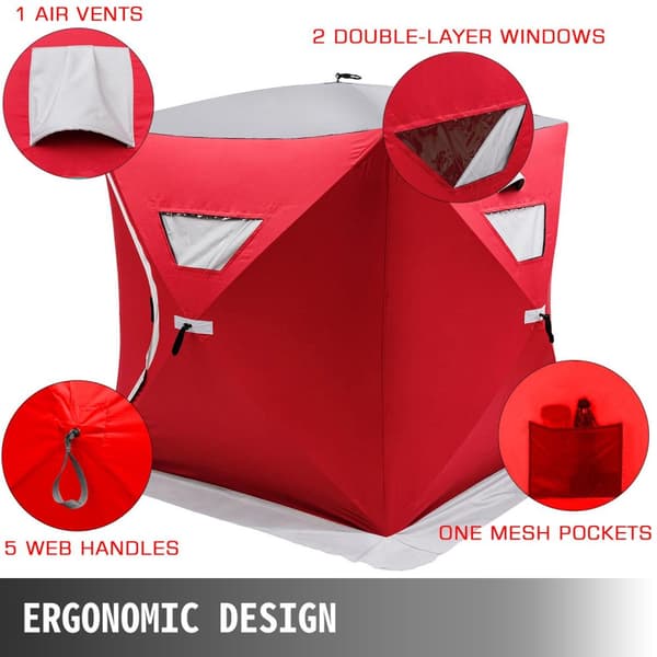 203x228x170cm 3 personer bärbart pop-up isfisketält med bärväska, hållbart och vattentätt, humaniserad design, lätt att sätta upp