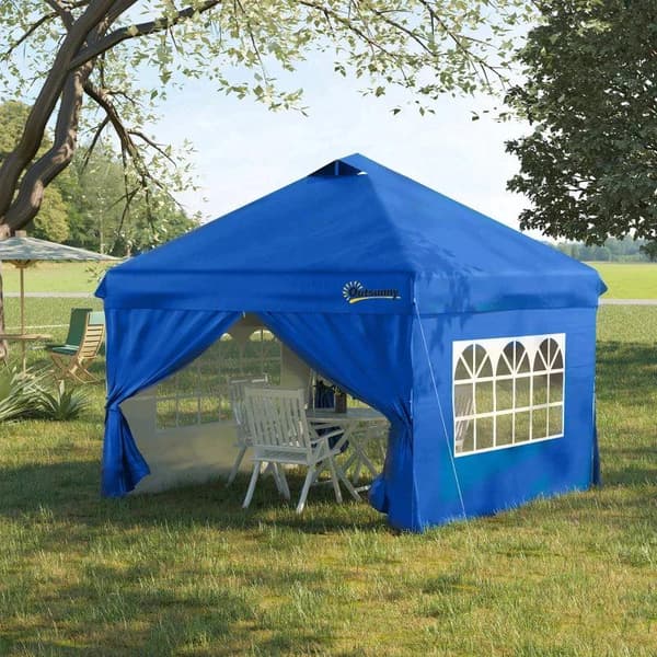 Rootz Folding Gazebo - Paviljong - Gazebo - Trädgårdspaviljong - Trädgårdstält - Hopfällbart partytält - Blå - 300L x 300W x 284H cm
