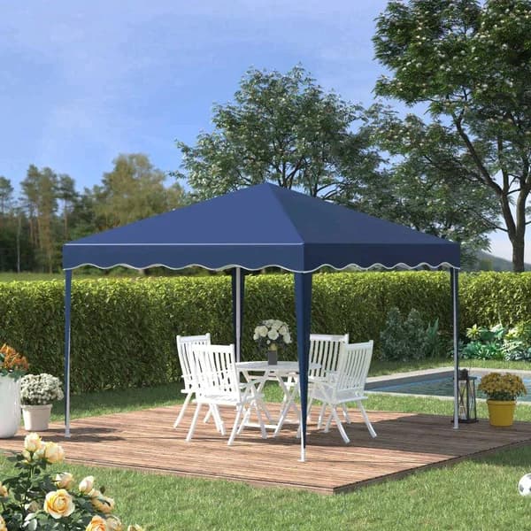 Rootz Folding Gazebo - Pavillon - Pavillon - Havepavillon - Havetelt - Sammenklappeligt festtelt - Højdejusterbar - Uv-beskyttelse - Blå - 295L x 295W