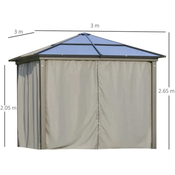 Rootz Luxury Pavillon - Havepavillon - Festtelt i aluminium - Havetelt med gennemskinnelig PC-tag - Brun + Beige - 300 x 360 x 265 cm