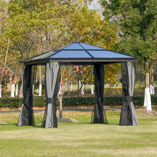 Rootz Luxury Pavillon - Havepavillon - Festtelt i aluminium - Havetelt med gennemskinnelig PC-tag - Brun + Beige - 300 x 360 x 265 cm