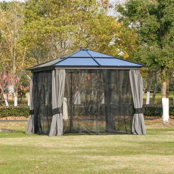 Rootz Luxury Pavillon - Havepavillon - Festtelt i aluminium - Havetelt med gennemskinnelig PC-tag - Brun + Beige - 300 x 360 x 265 cm