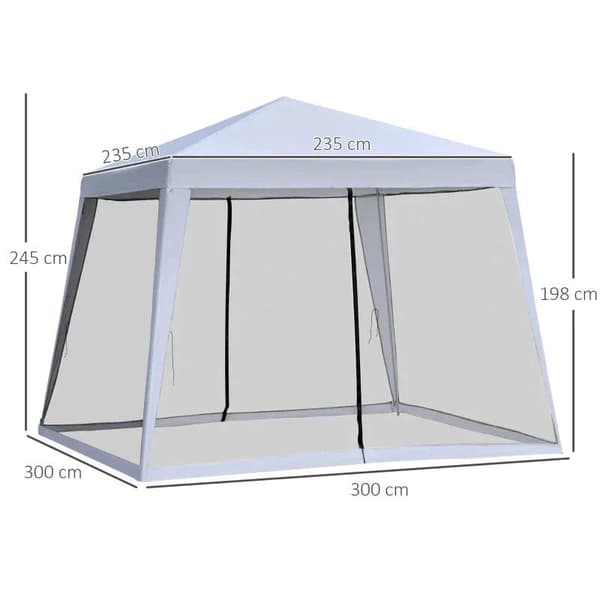 Rootz Gazebo - Havepavillon - Marquee Partytelt - Telt med myggenet - Vejrbestandig - Metal + Polyester - Grå - 3 x 3 m